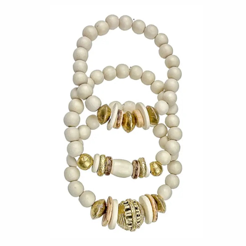 TRIO BRACELET SET | WHITE + GOLD