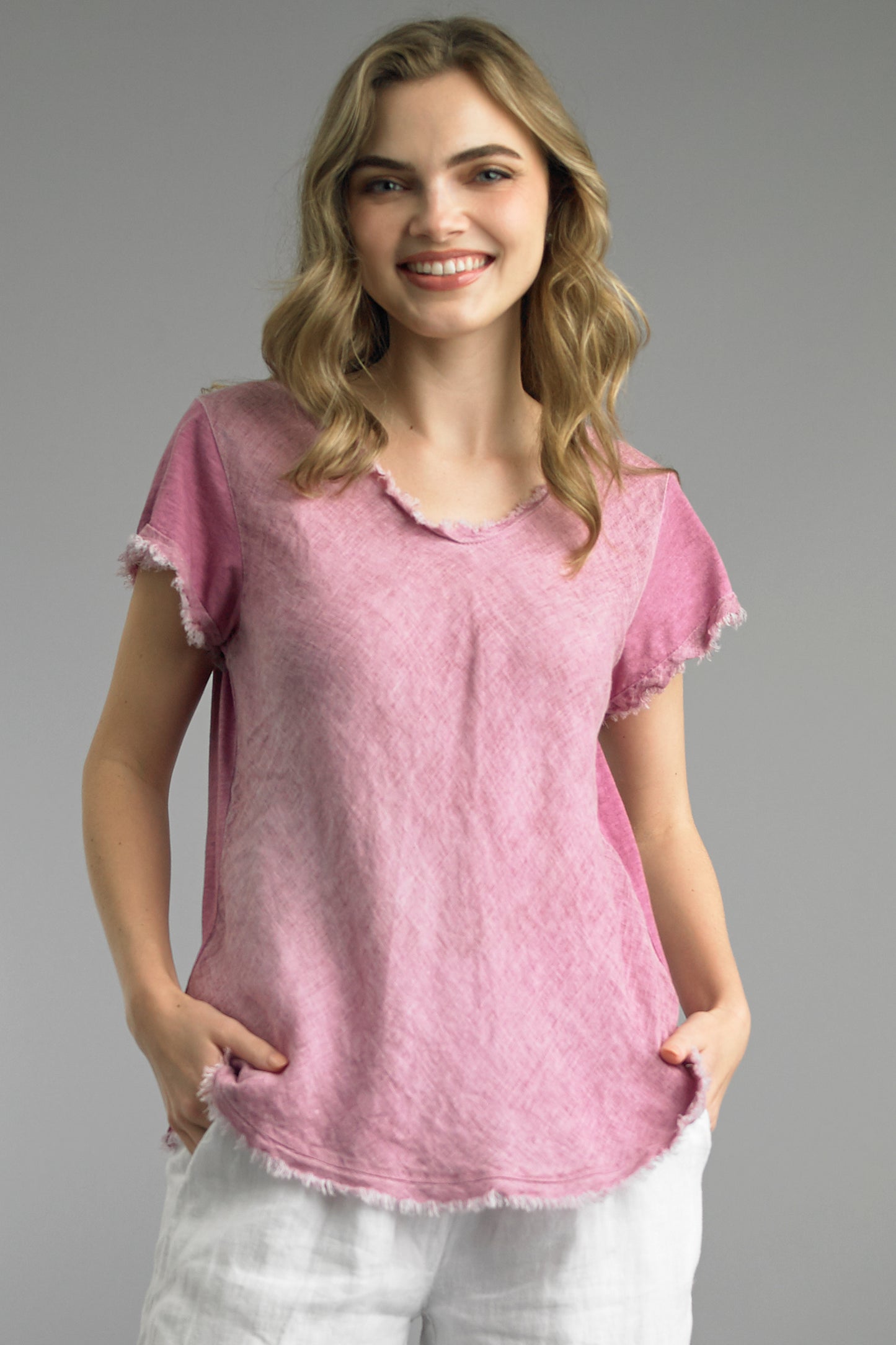LINEN FRAY EDGE TOP