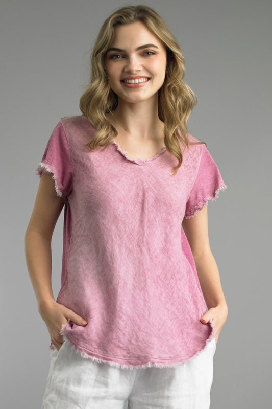 LINEN FRAY EDGE TOP