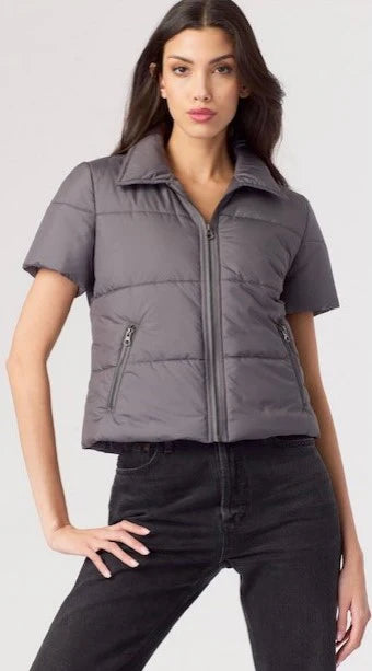 SHORT SLV FRONT ZIP PUFFER VEST
