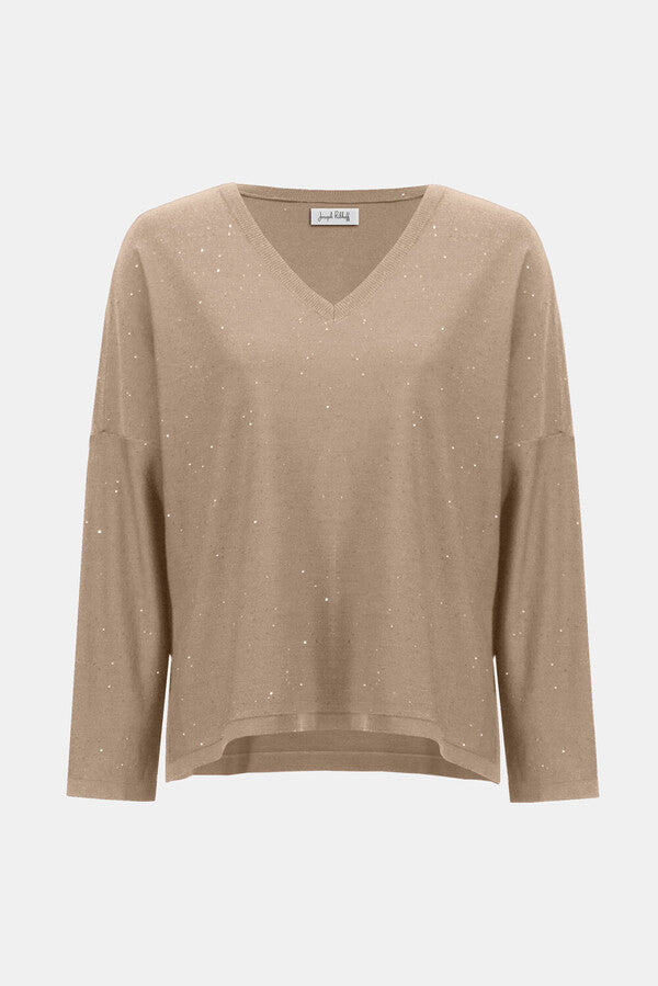 SEQUINED SWEATER KNIT BOXY TOP