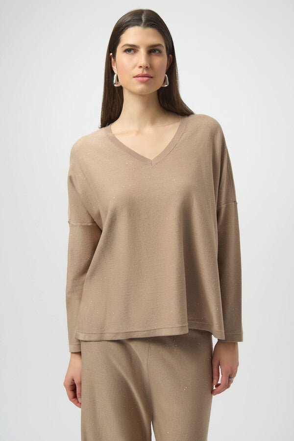 SEQUINED SWEATER KNIT BOXY TOP