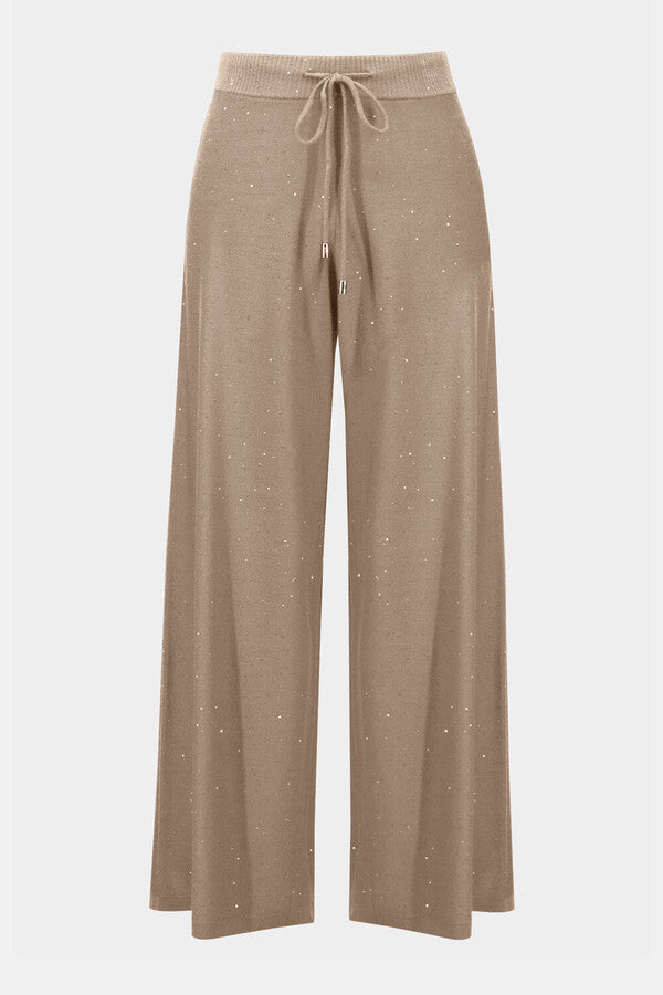 SEQUINED SWEATER KNIT CULOTTE PANTS