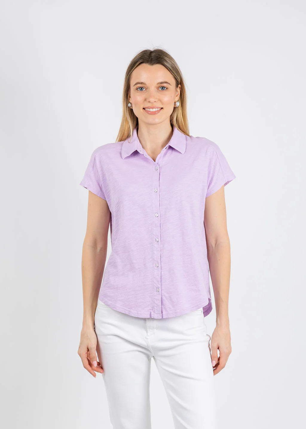 BUTTON FRONT TEE W/ COLLAR
