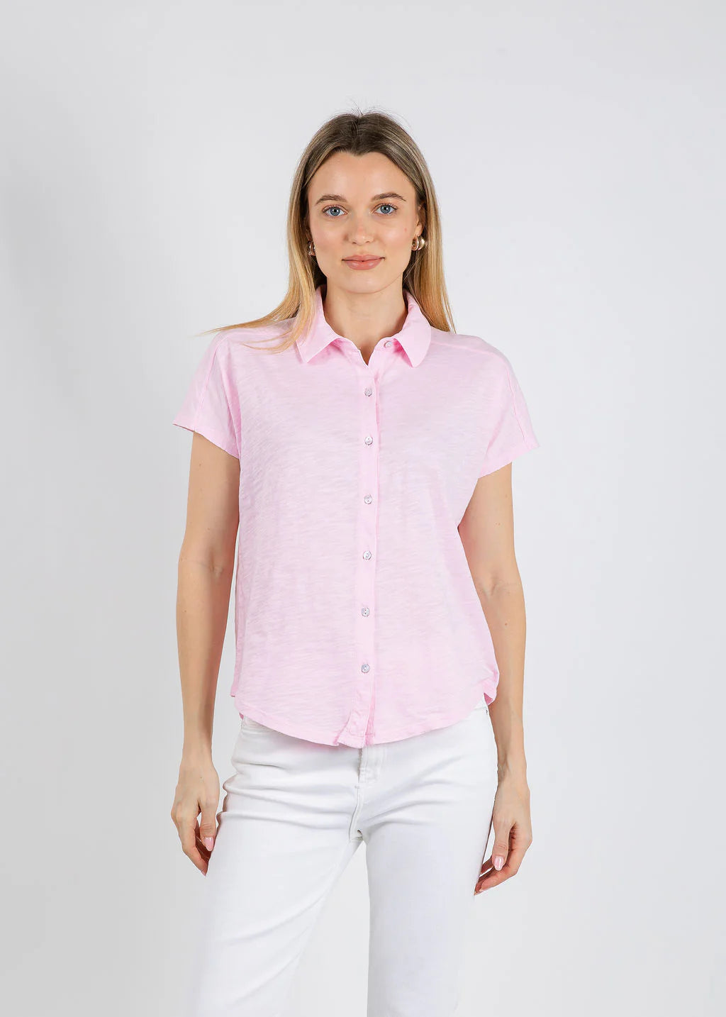 BUTTON FRONT TEE W/ COLLAR