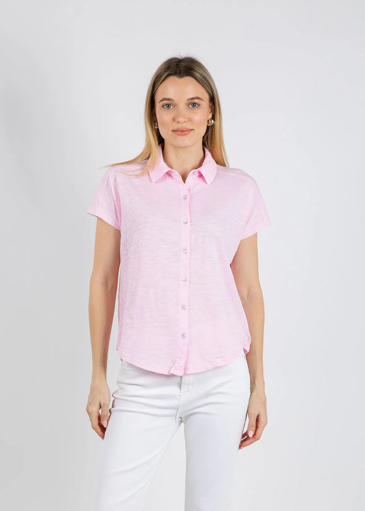 BUTTON FRONT TEE W/ COLLAR