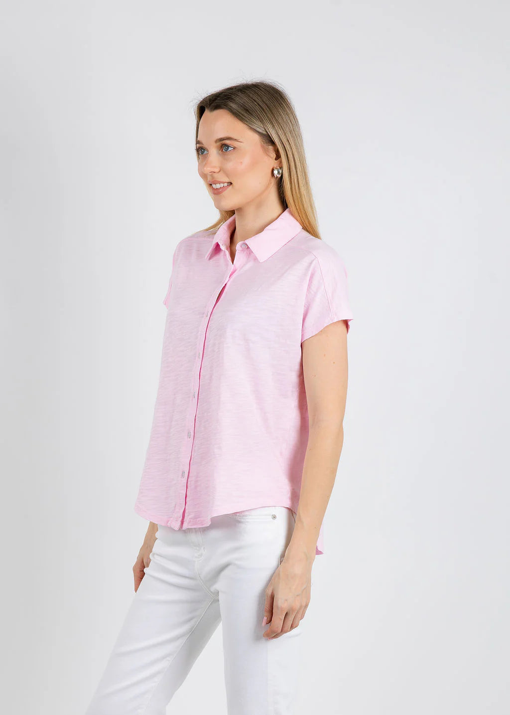 BUTTON FRONT TEE W/ COLLAR