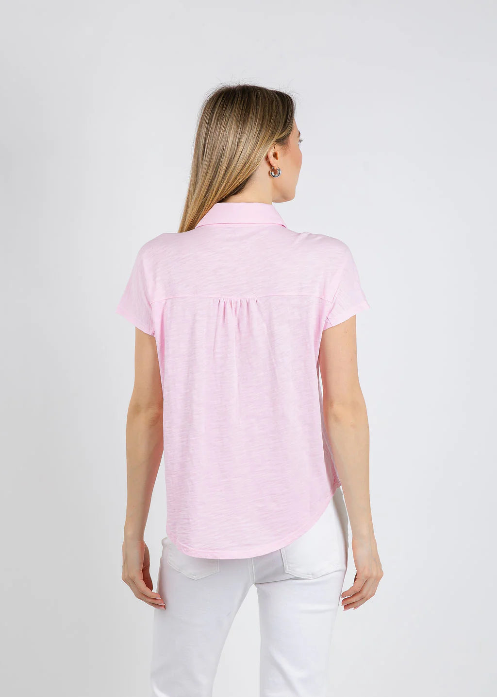 BUTTON FRONT TEE W/ COLLAR
