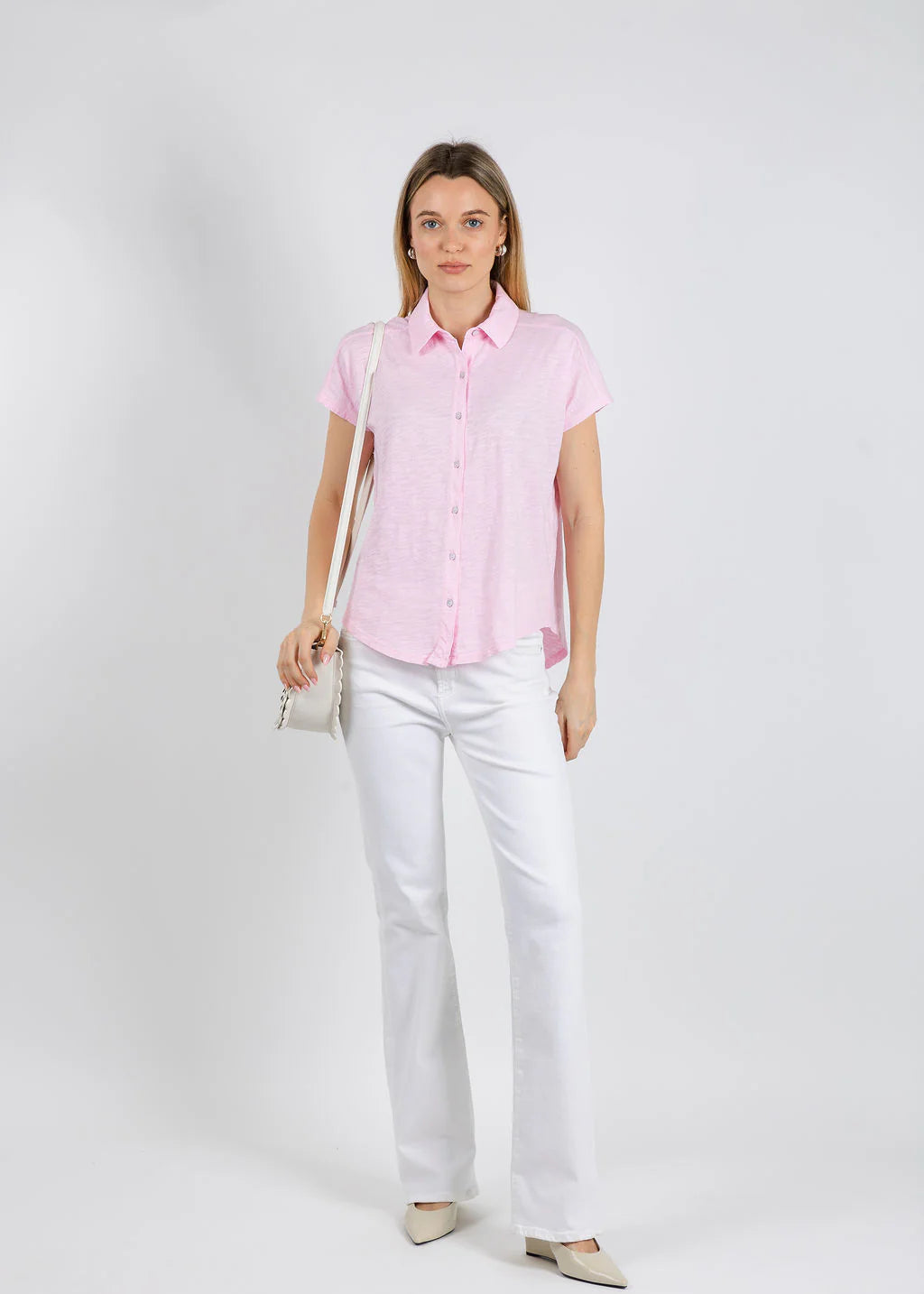 BUTTON FRONT TEE W/ COLLAR