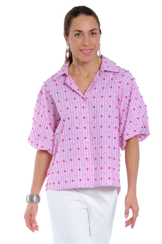 EMBROIDERED PINK DOT TOP