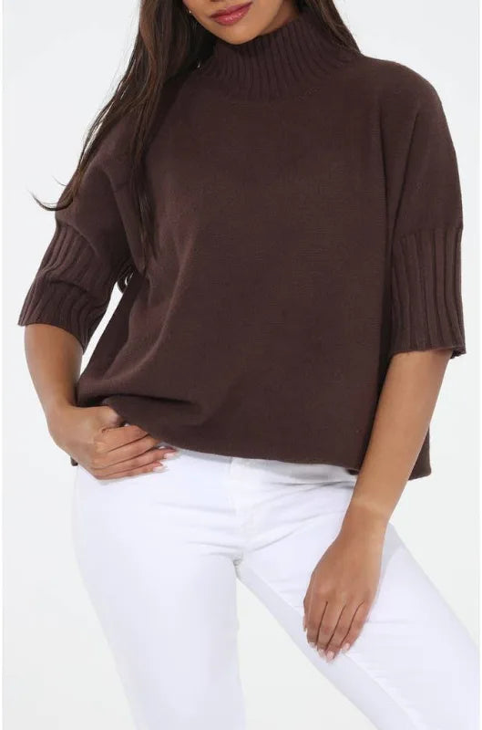 MOCK NECK SWING SWEATER