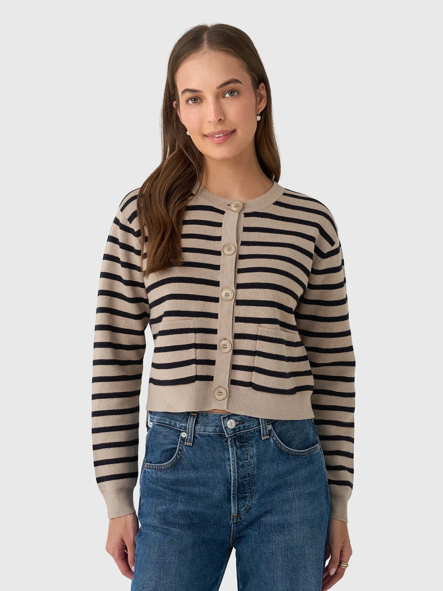 STRIPED BUTTON FRONT CARDIE