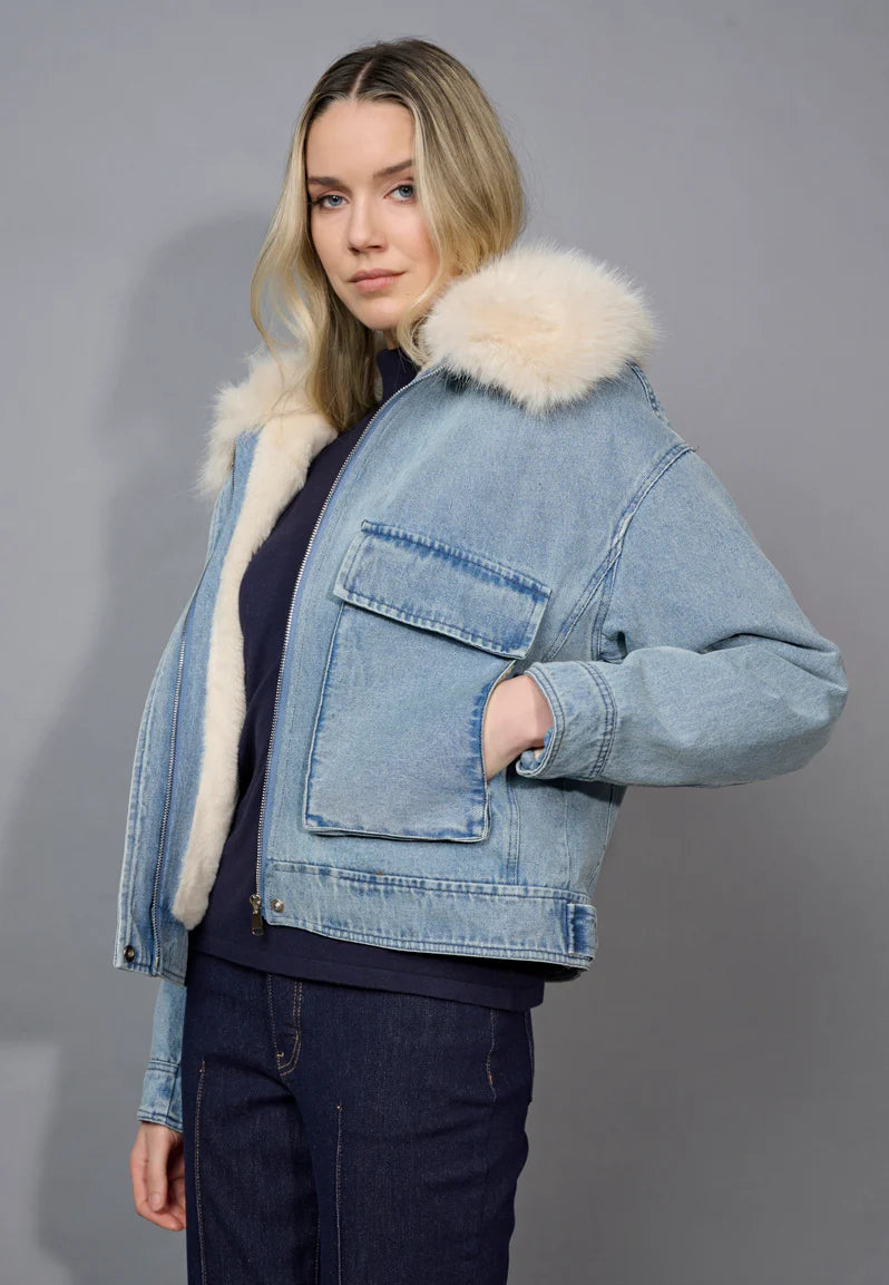 JEAN JACKET W/ Removable Fur Collar