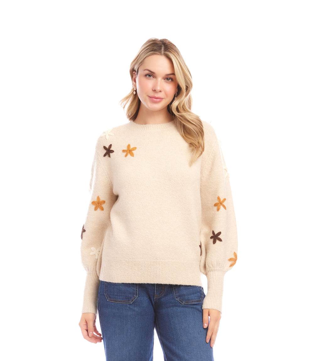 EMBROIDERED FLOWER SWEATER