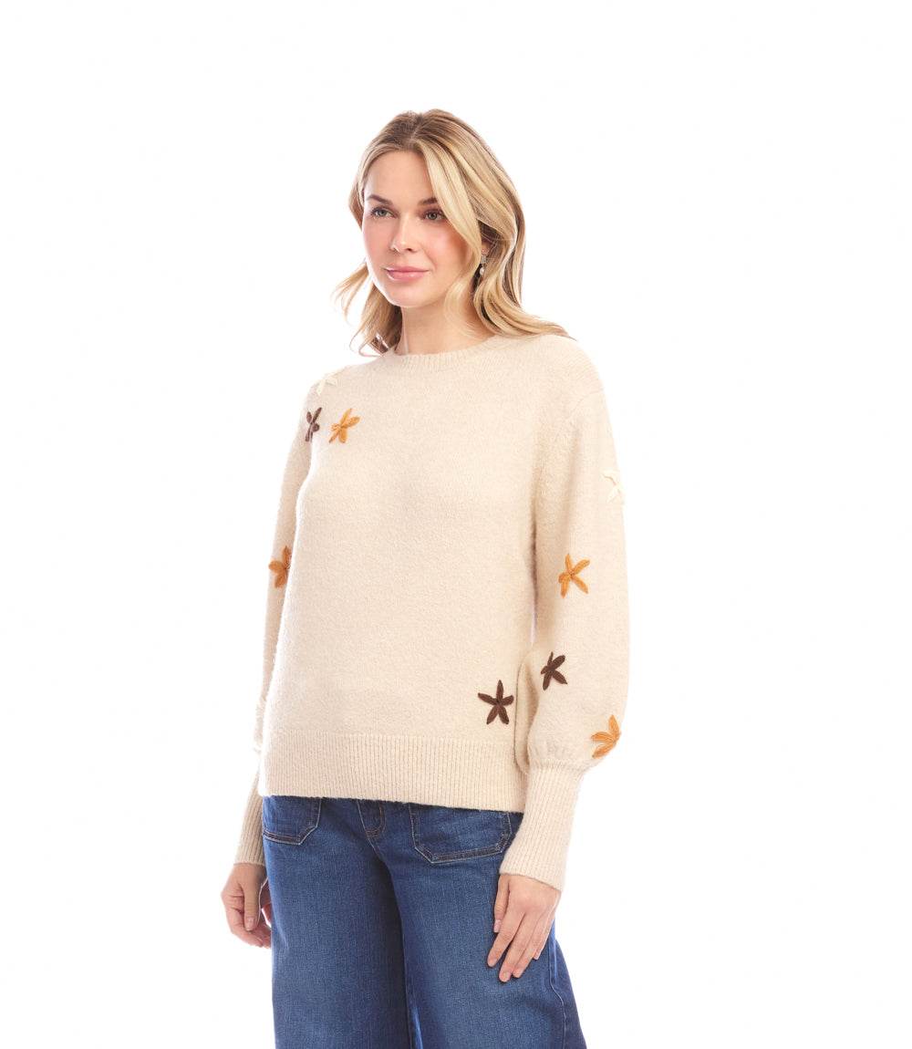 EMBROIDERED FLOWER SWEATER
