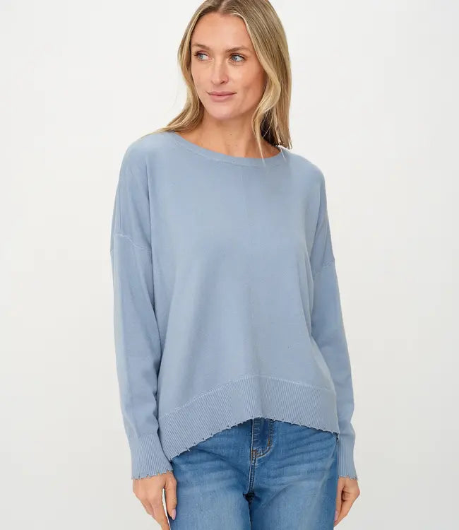 FRAYED CREWNECK SWEATER