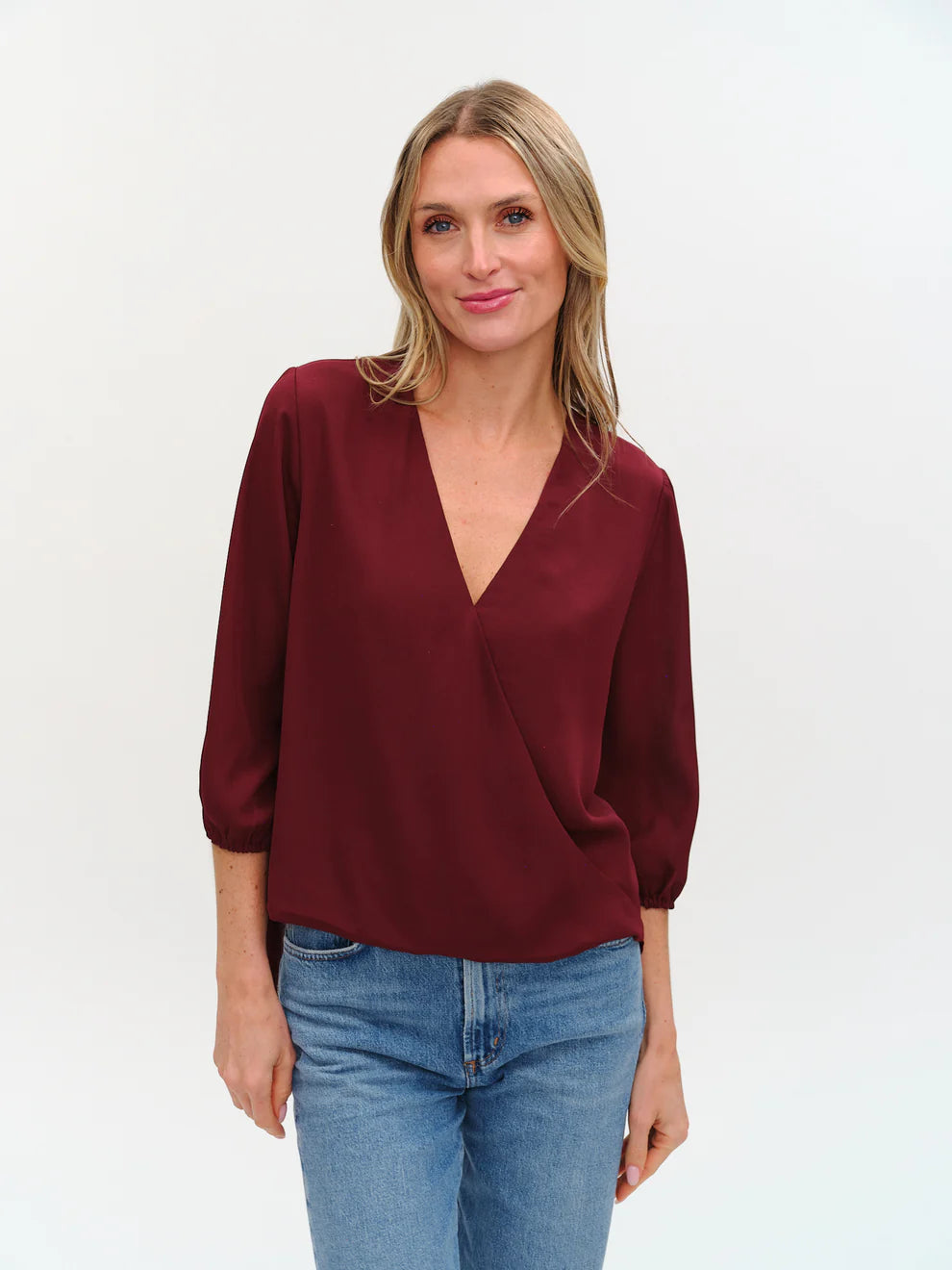 VANESSA 3/4 SLEEVE SURPLUS BLOUSE