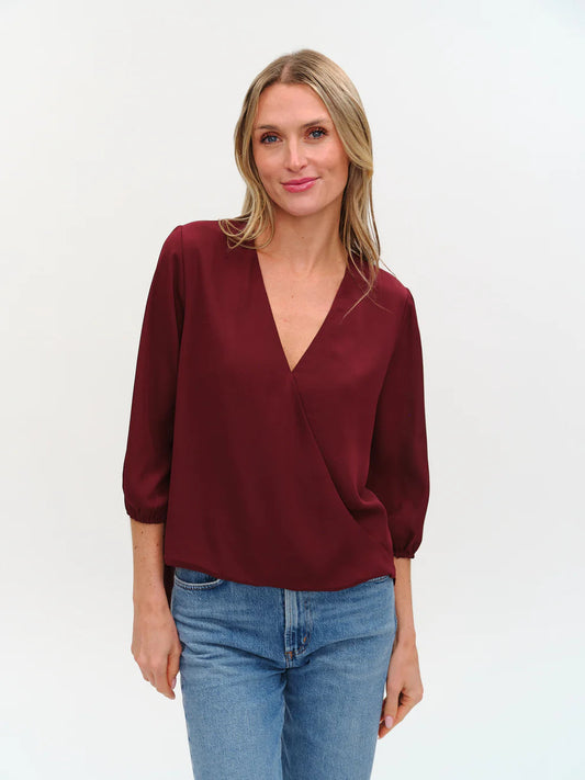 VANESSA 3/4 SLEEVE SURPLUS BLOUSE