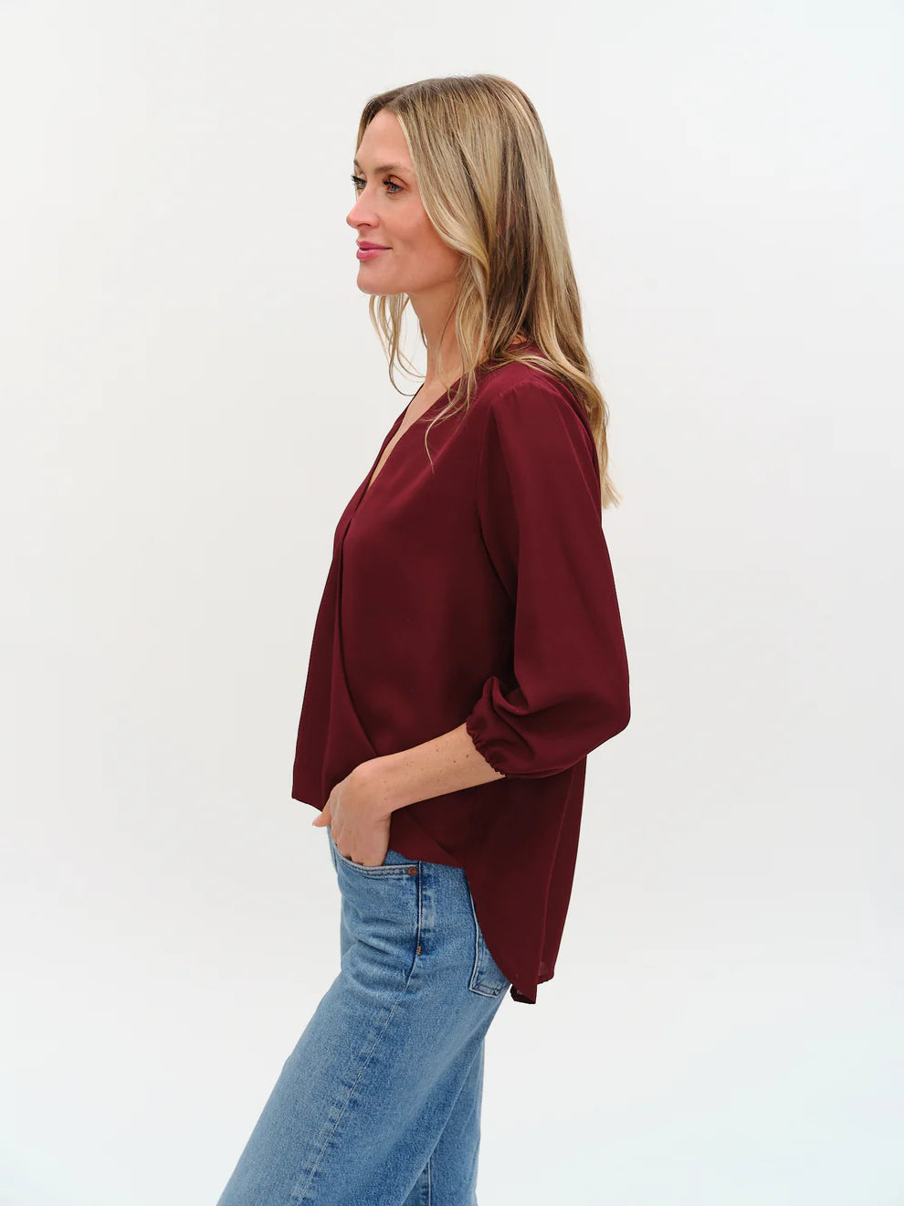 VANESSA 3/4 SLEEVE SURPLUS BLOUSE