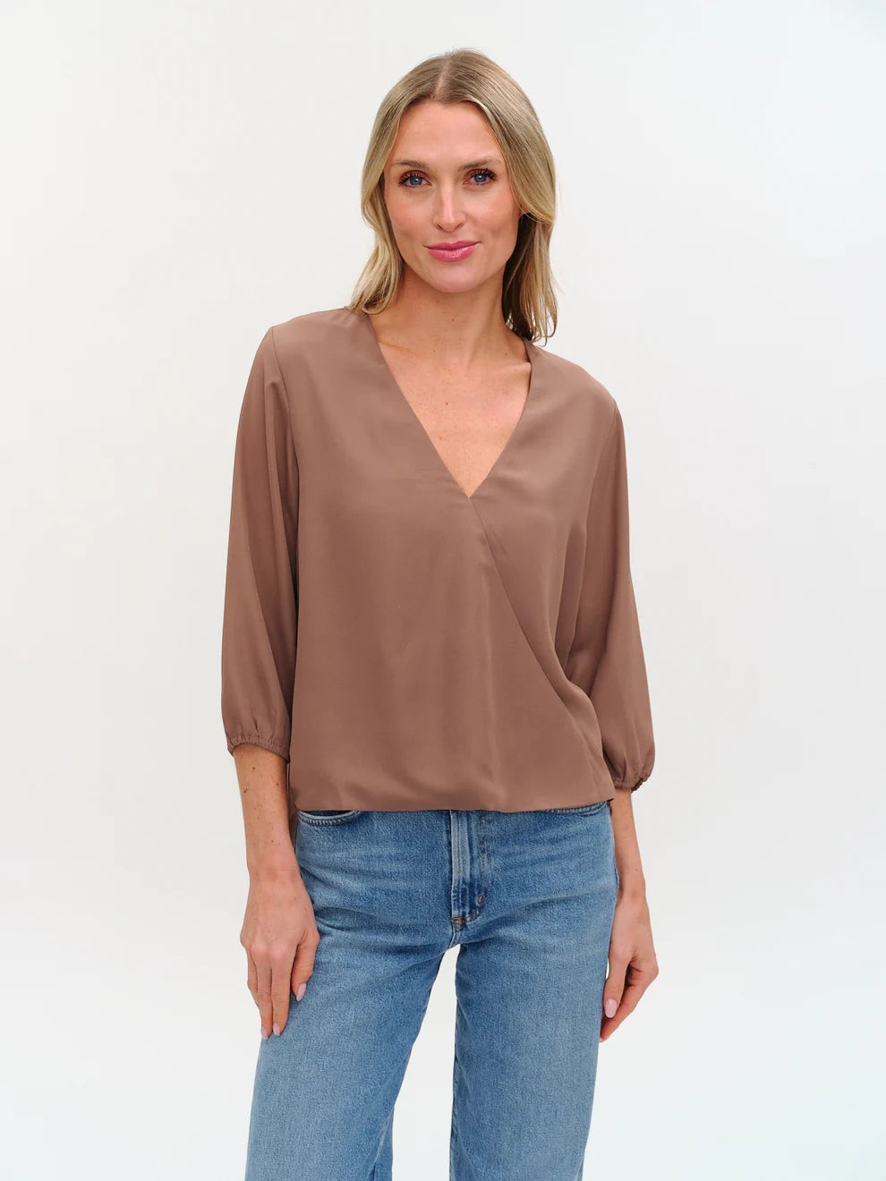 VANESSA 3/4 SLEEVE SURPLUS BLOUSE