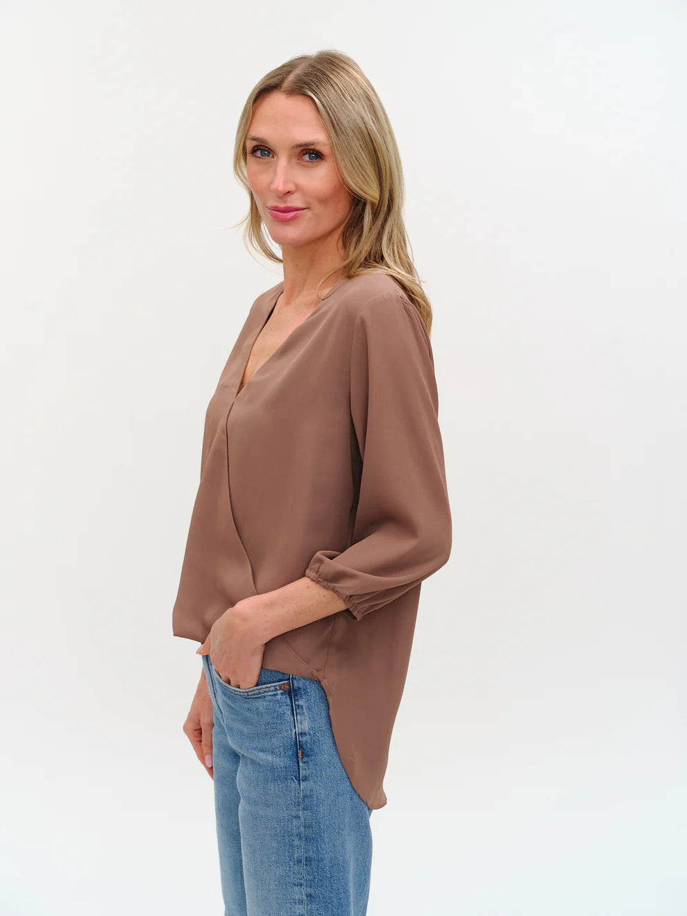 VANESSA 3/4 SLEEVE SURPLUS BLOUSE