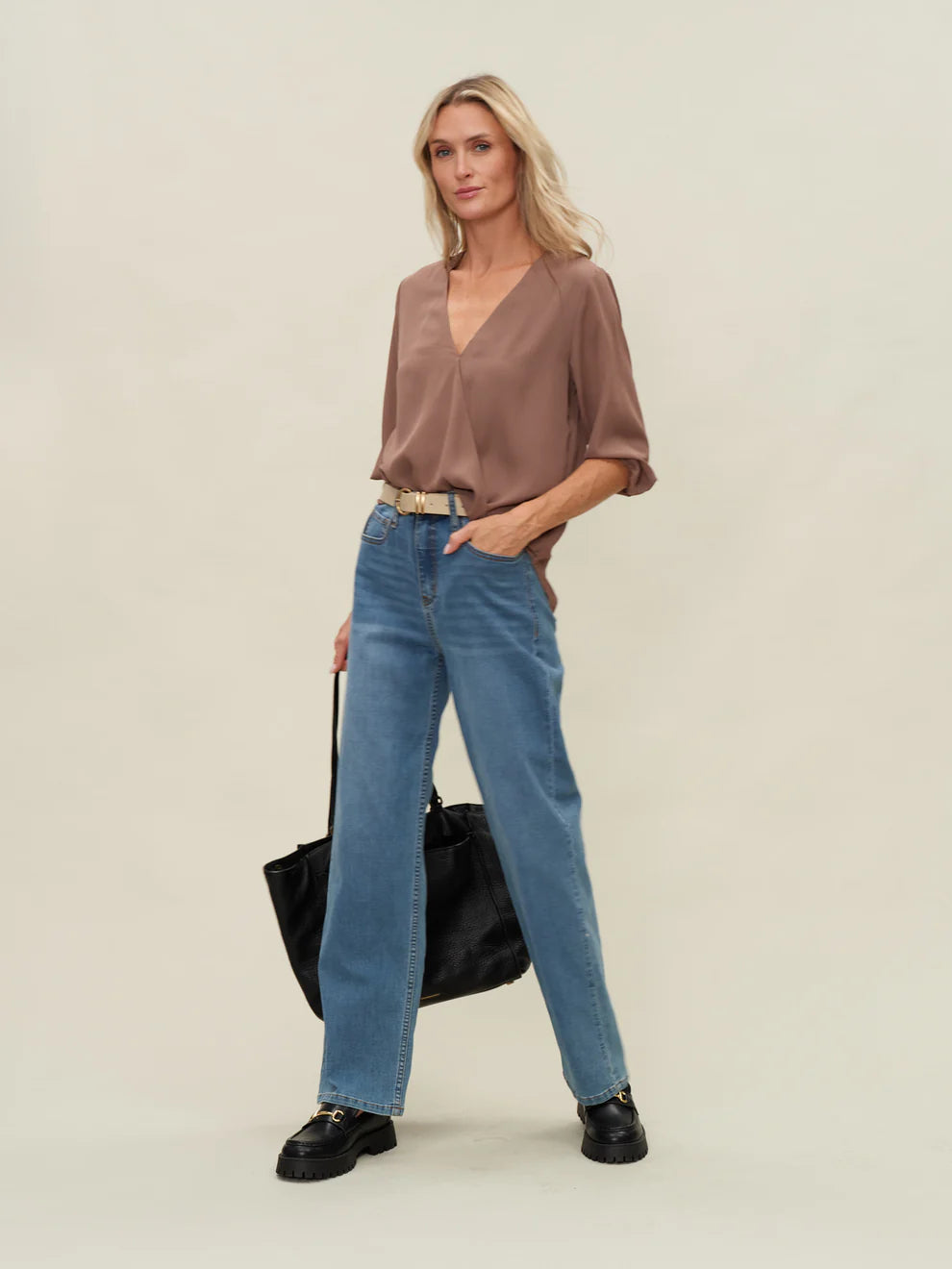 VANESSA 3/4 SLEEVE SURPLUS BLOUSE