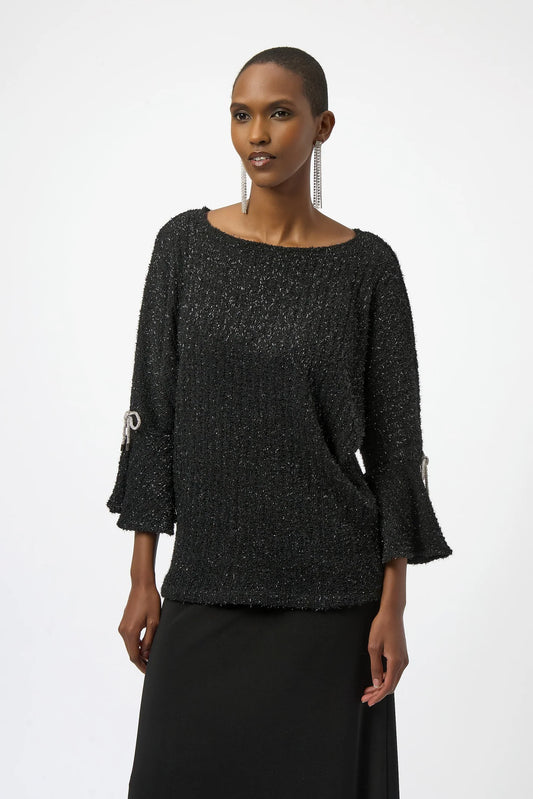 FUZZY METALLIC KNIT BOXY TOP