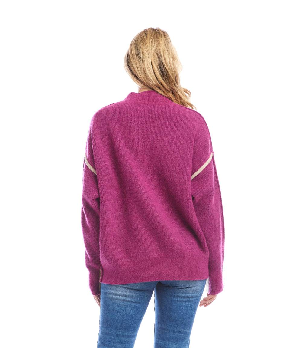 COLORBLOCK MOCK NECK SWEATER