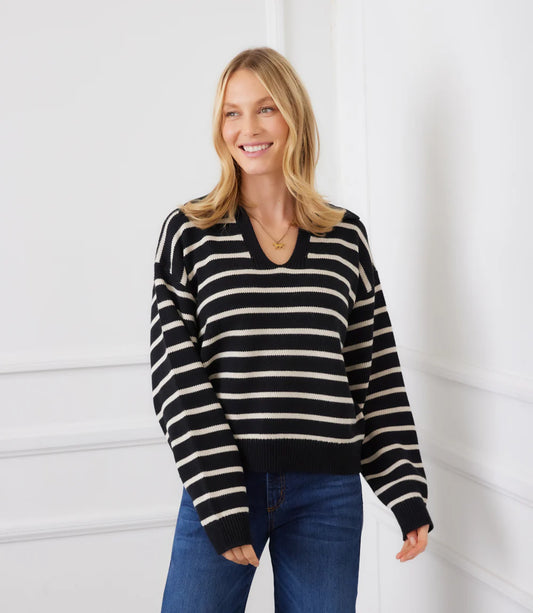 STRIPE POLO SWEATER