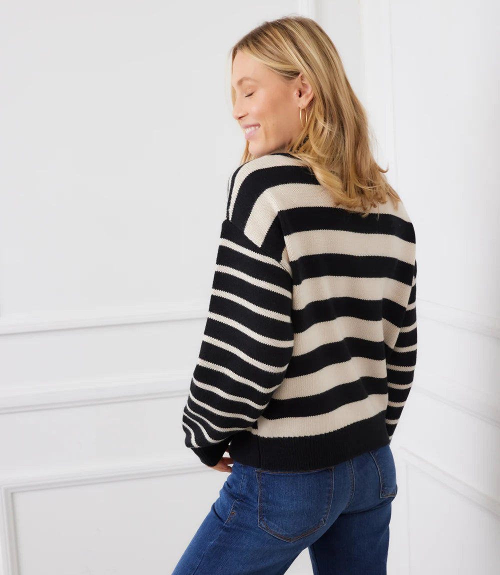 STRIPE POLO SWEATER