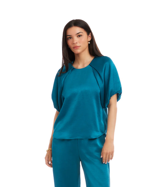 PUFF SLEEVE SATIN TOP