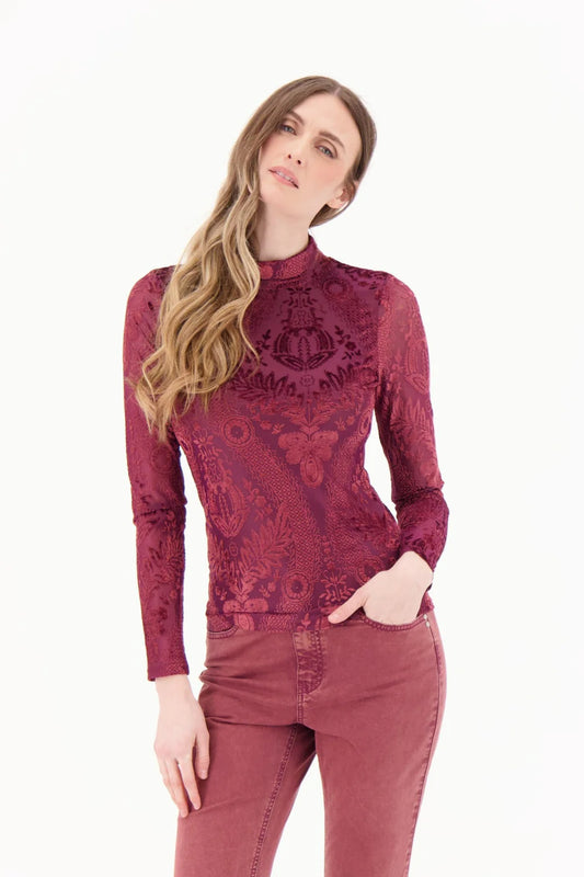 ANIMAL/DAMASK BURNOUT VELOUR L/S TOP