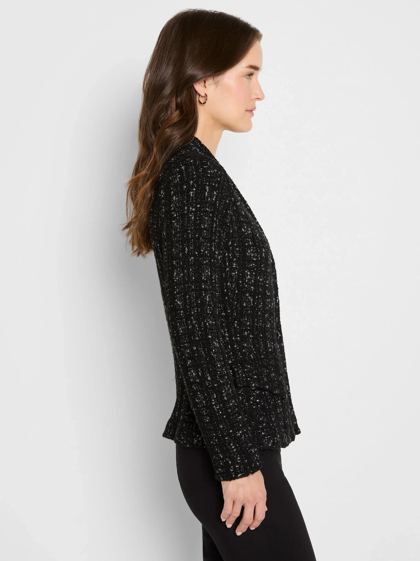METALLIC GRID KNIT JACKET