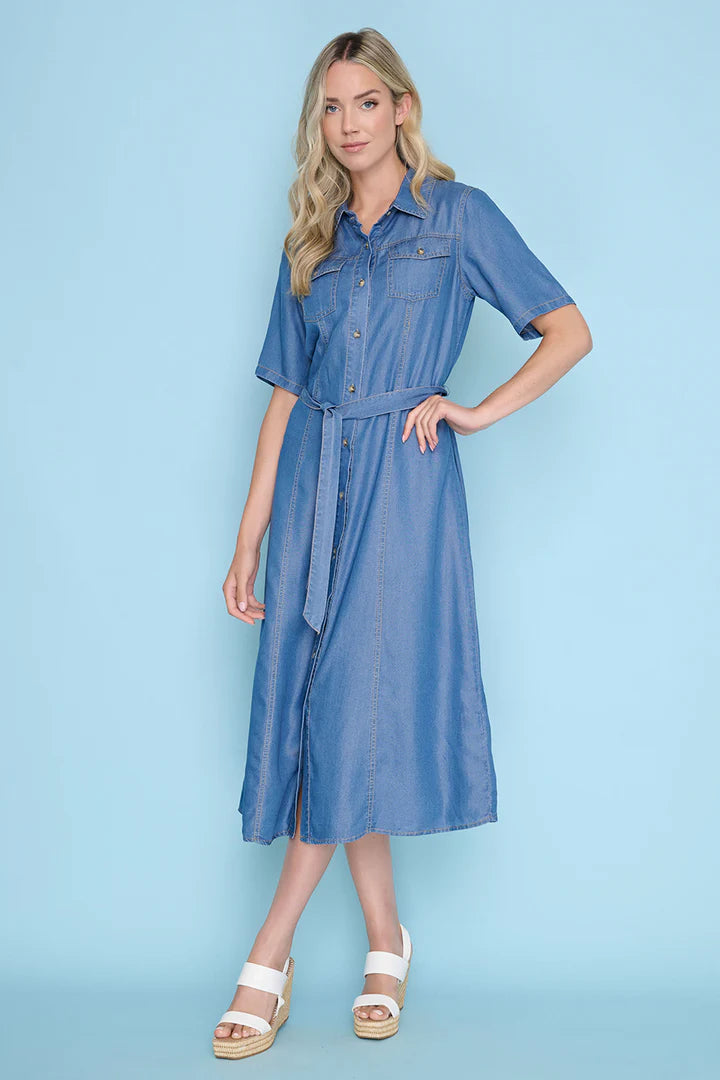 BUTTON FRONT LONG DRESS