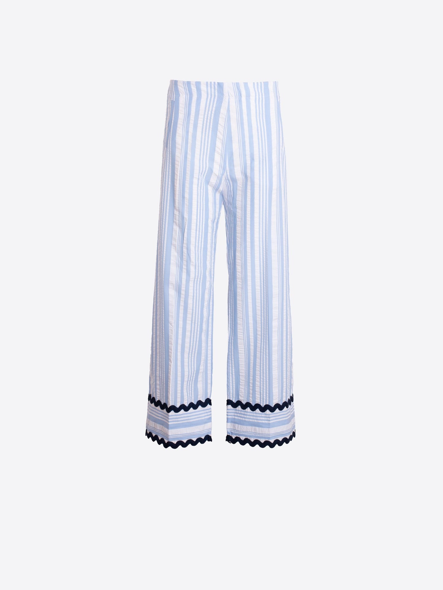 STRIPED TROUSERS WITH SCALLOPPED HEM