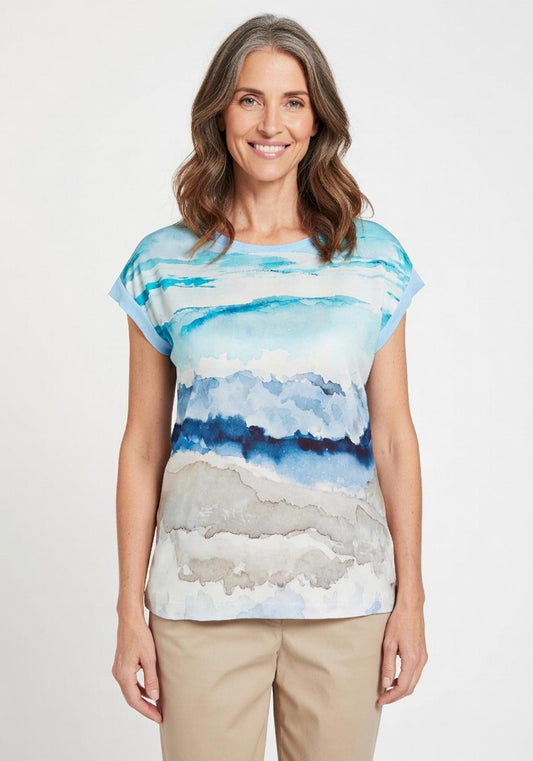 WATERCOLOR TEE WITH SEQUIN DETAILS