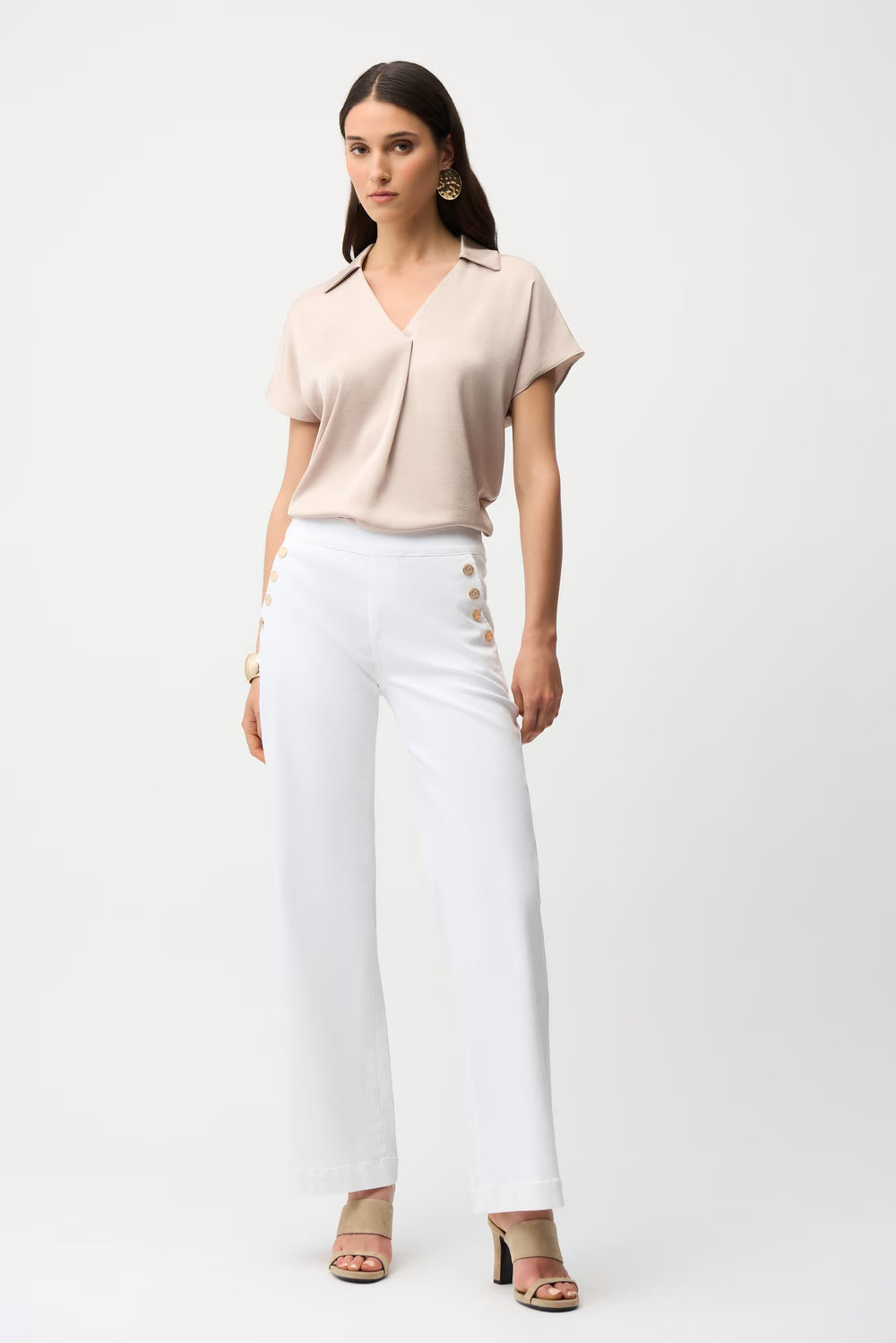 RECYCLED SATIN BOXY TOP WITH SHIRT COLLAR