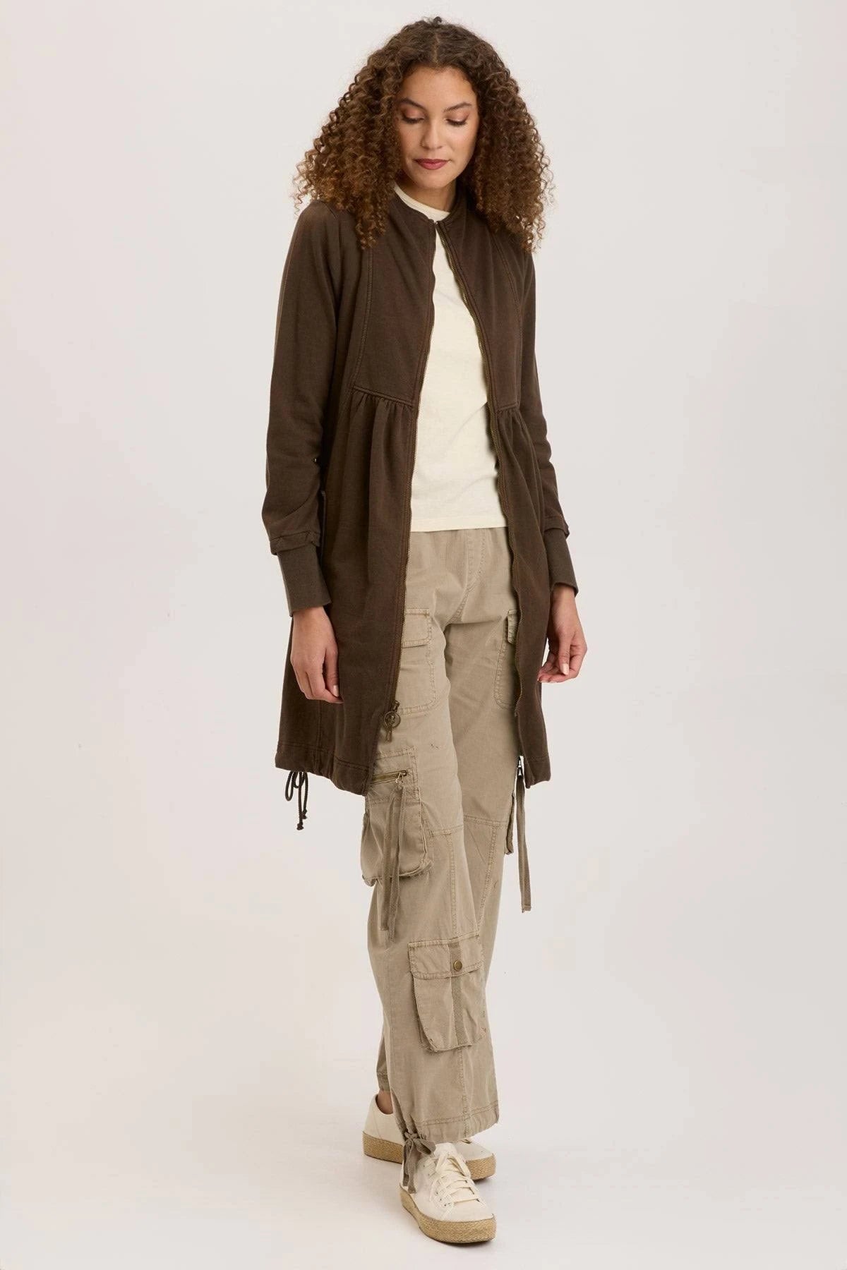 FLEECE FUNNEL NECK LONGCOAT