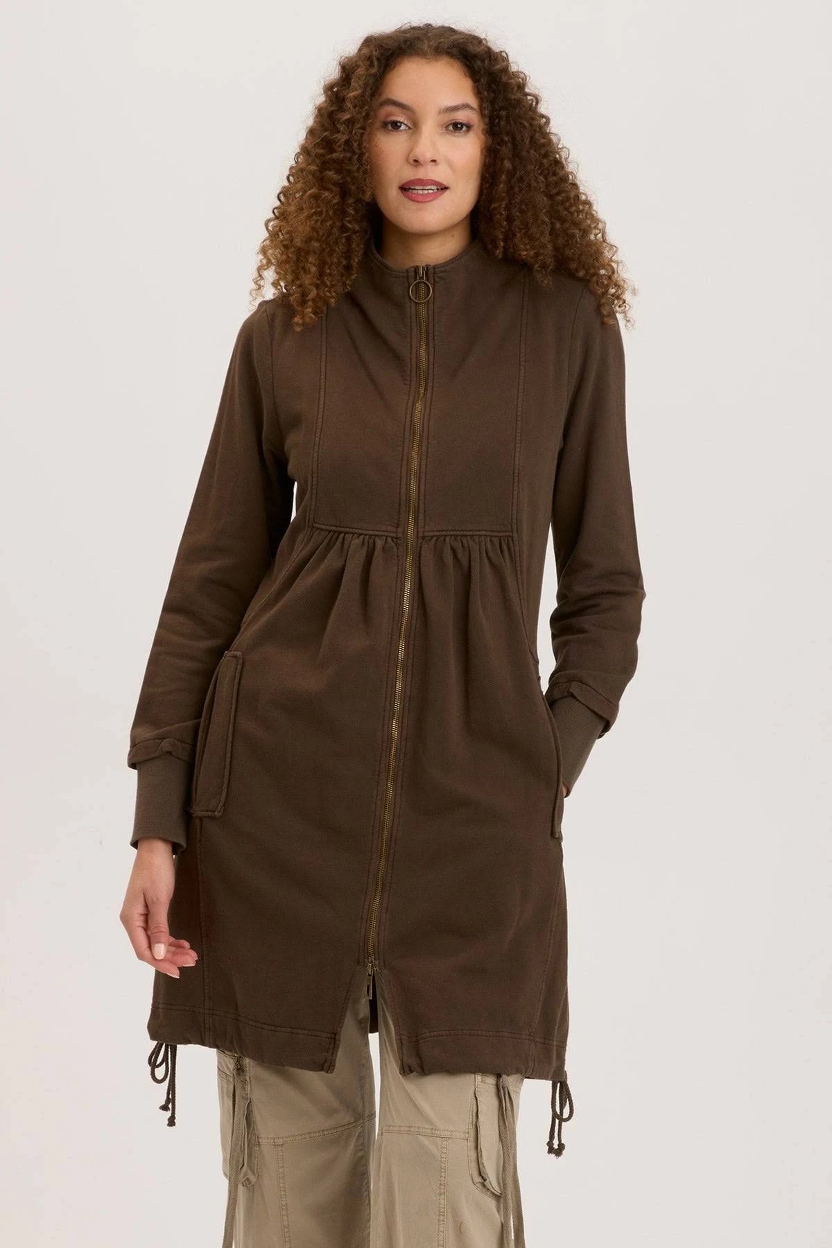 FLEECE FUNNEL NECK LONGCOAT