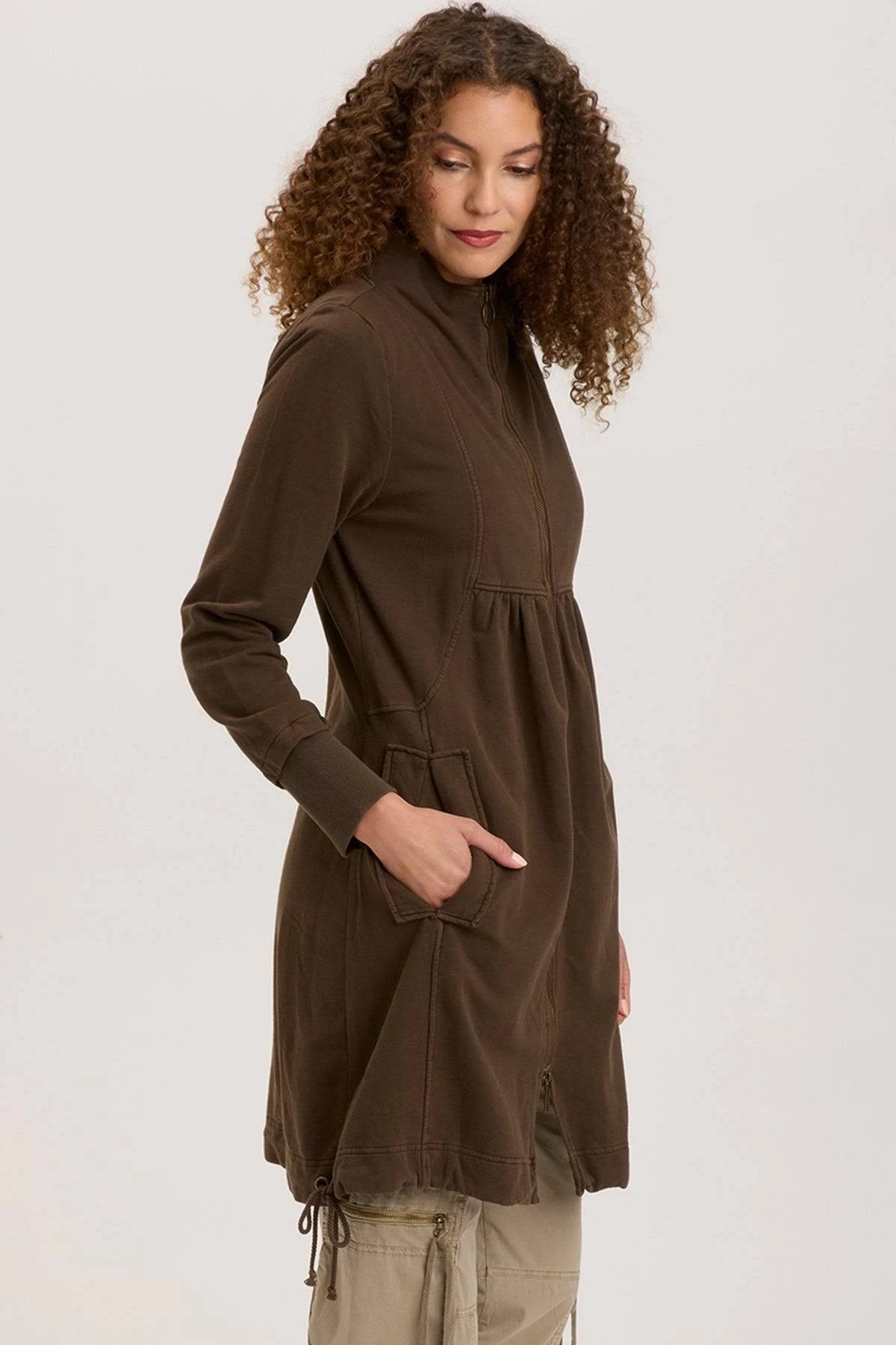 FLEECE FUNNEL NECK LONGCOAT