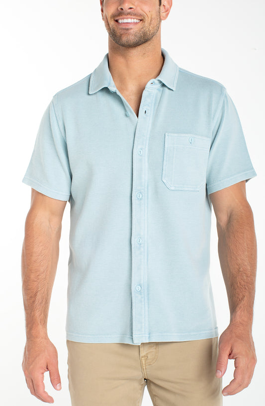 MEN'S KNIT SHORT SLEEVE BUTTON UP SHIRT