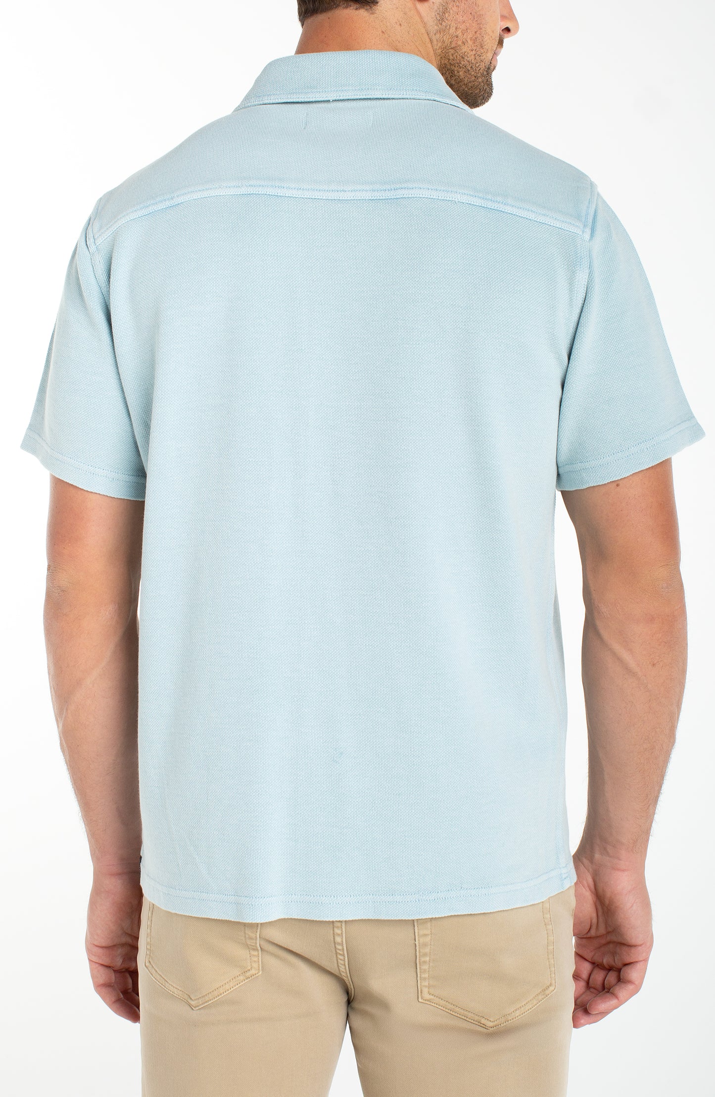 MEN'S KNIT SHORT SLEEVE BUTTON UP SHIRT