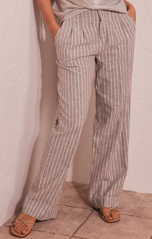 LENOX WIDE LEG STRIPED LINEN PANT