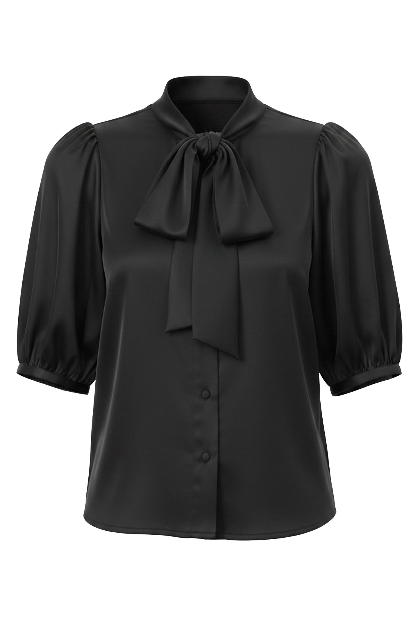 ELBOW LENGTH PUFF SLEEVE TOP W/ TIE