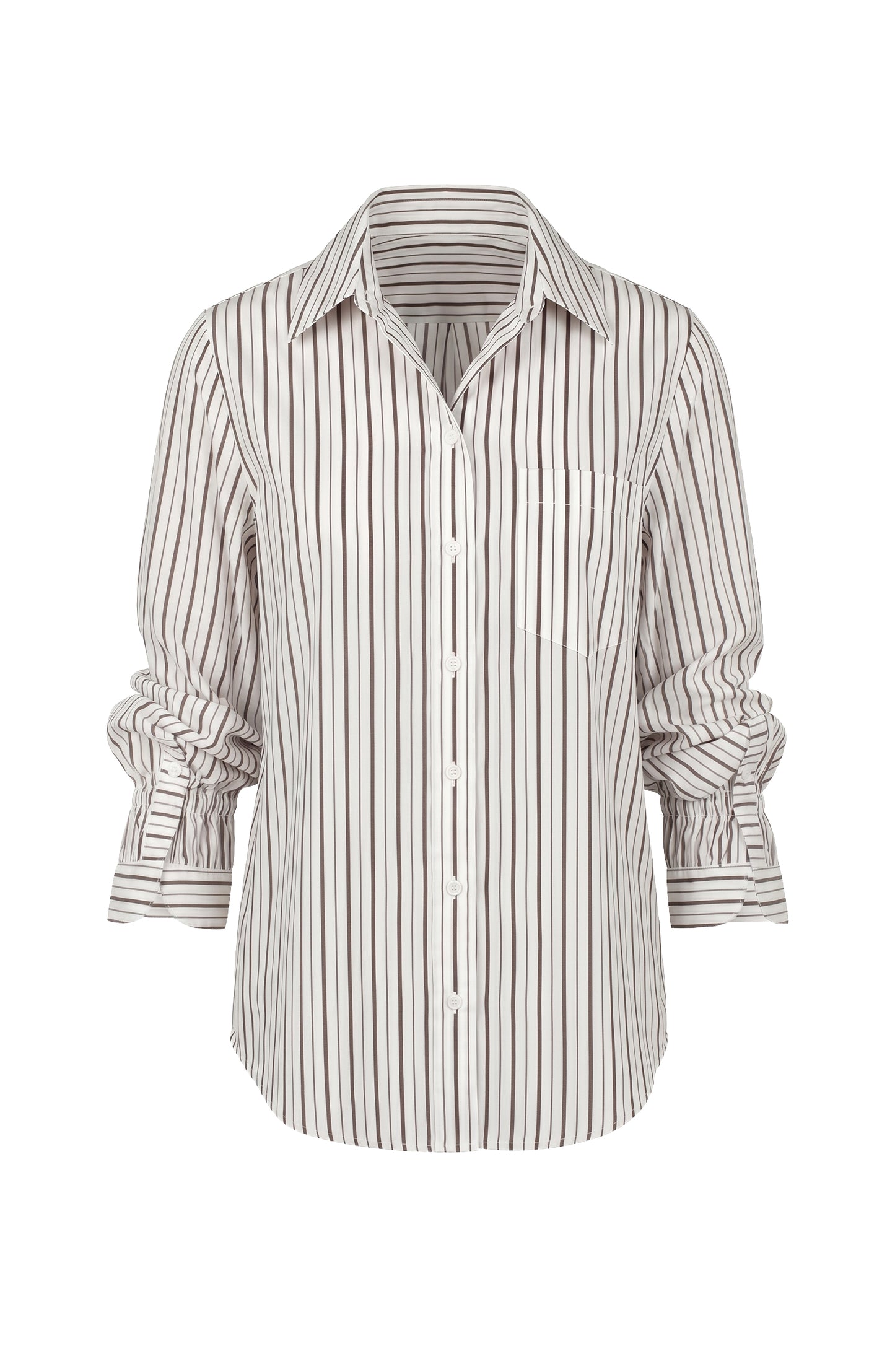 ADJUSTABLE SLEEVE BUTTON FRONT WOVEN TOP