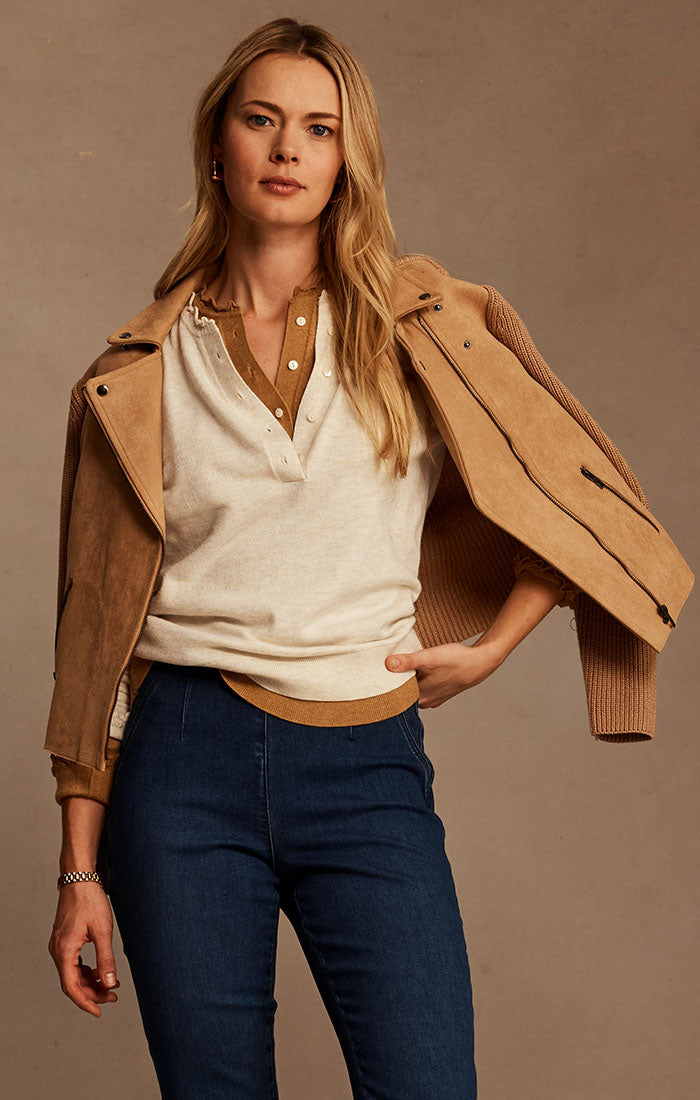 MIXED MEDIA MOTO JACKET