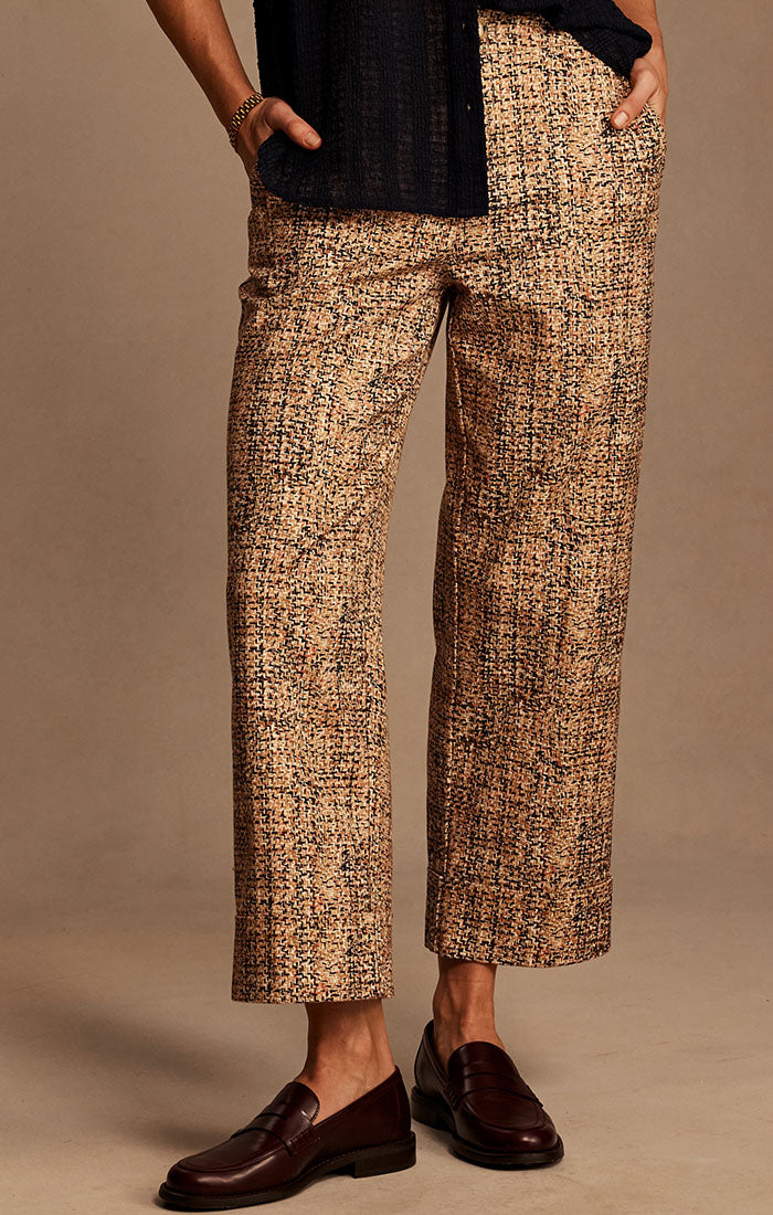 CLARENDON PRINTED TWEED CUFFED ANKLE PANT