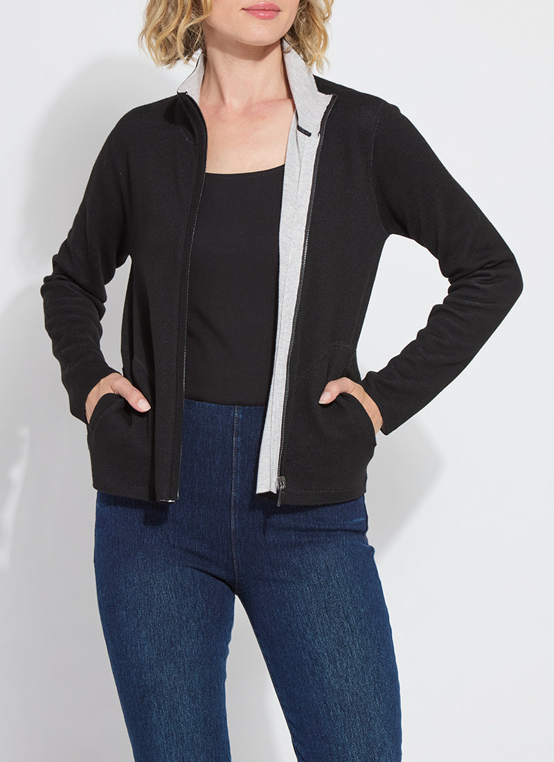 REVERSIBLE CASHMERE ZIP UP CARDIGAN