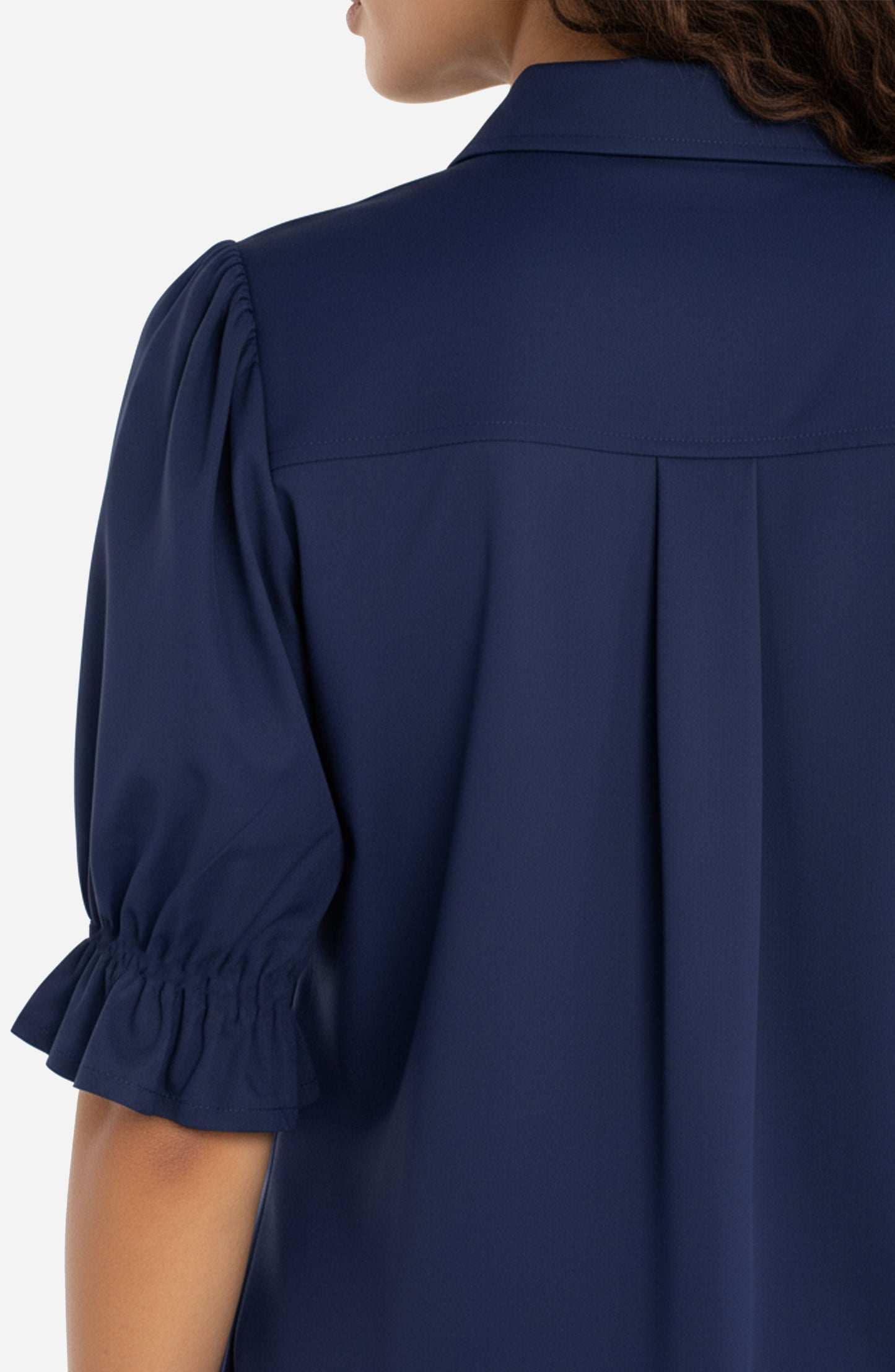 ELBOW PUFF SLEEVE SNAP FRONT TOP