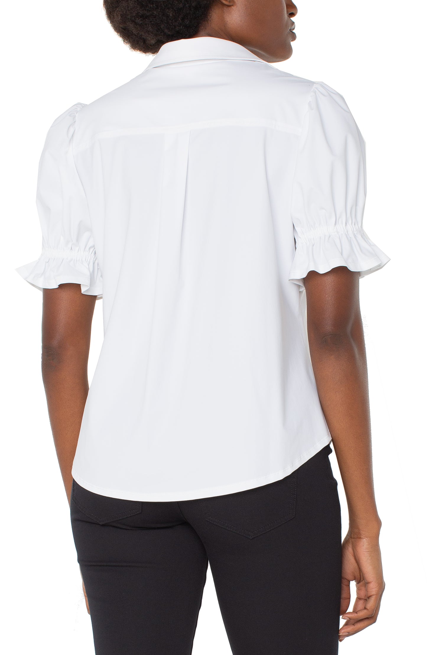 ELBOW PUFF SLEEVE SNAP FRONT TOP
